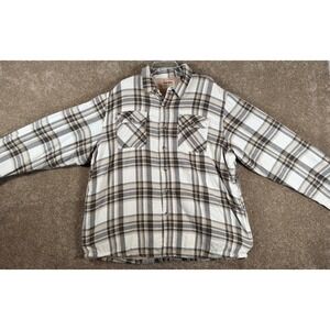 Wrangler Authentics Mens Sherpa Lined Flannel Shirt Plaid Warm‎ Size 2XL
